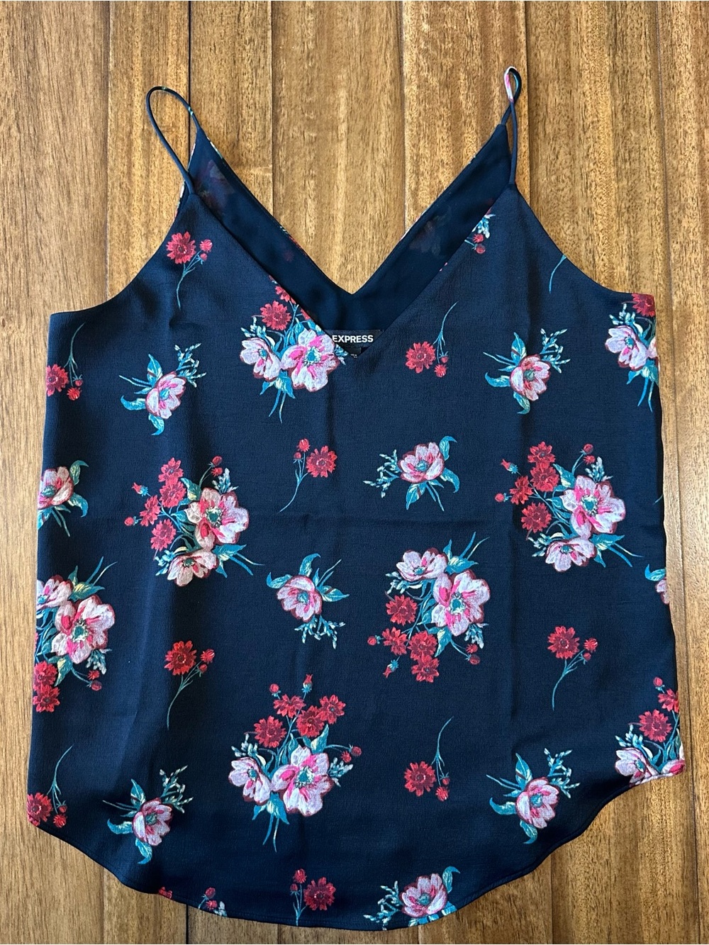 Express black Floral V-Neck Cami Tank Top A197